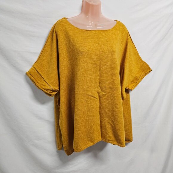FP BEACH Winnie Oversized Sweater Tee Size L Mustard Cotton - Picture 6 of 15